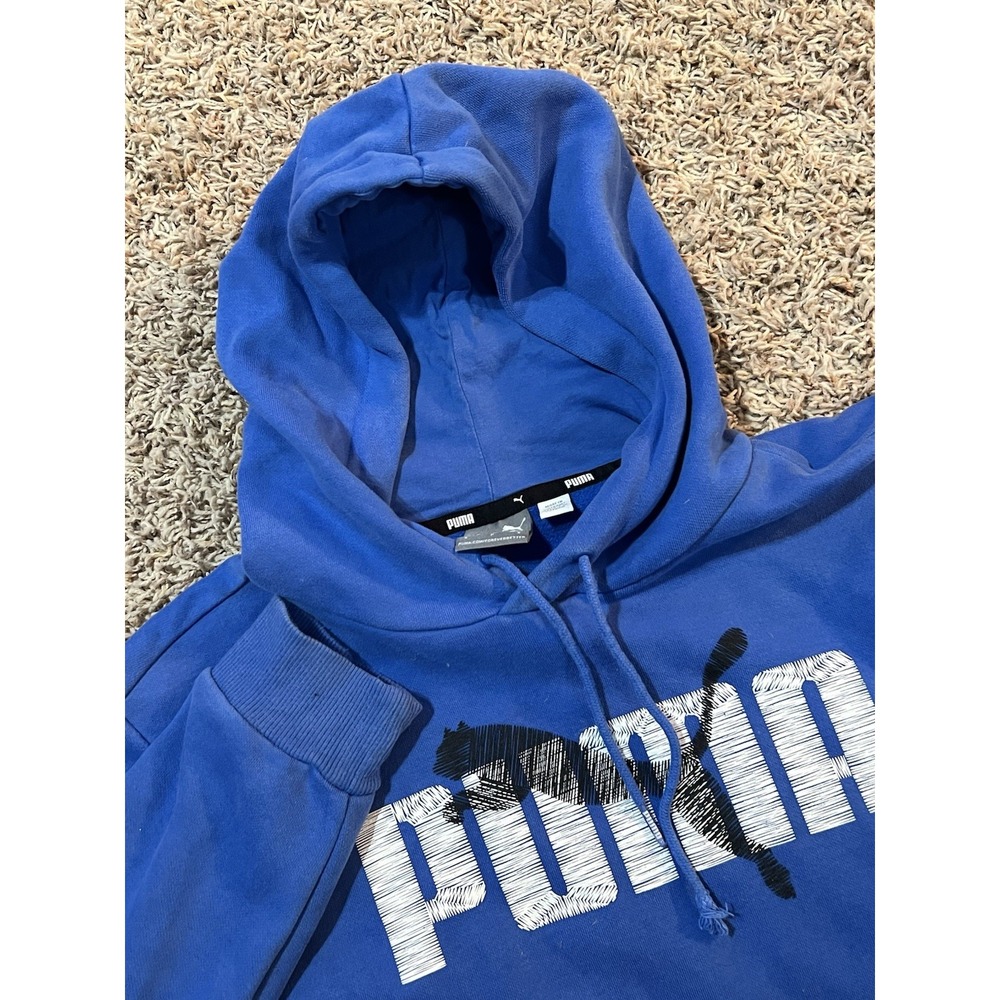 PUMA Pullover Hoodie Men's S‎ Small Hooded Sweatshirt Bright Blue